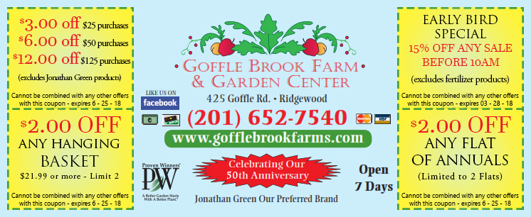 Goffle Brook Farms 2018 Coupons
