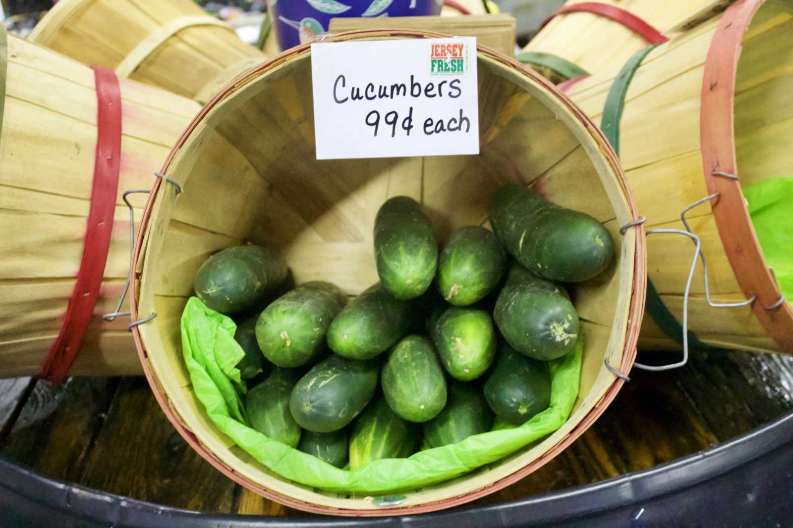 Cucumbers and Fresh Produce at the Farmers Market in RIdgewood NJ