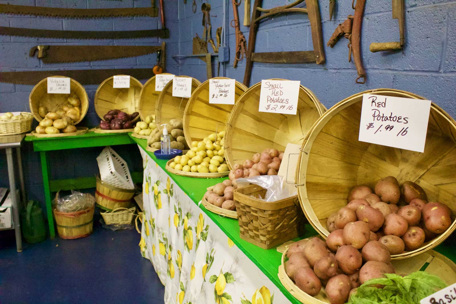 Seven Varieties of Fresh Potatoes at the Farmers Market in Ridgewood NJ