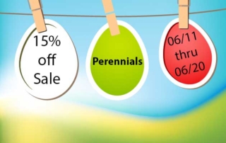 15% OFF perennials from June 11th thru June 20th to celebrate Perennial Gardening Month at Goffle Brook Farms