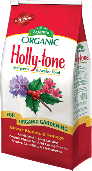 Holly-Tone Plant Food is for acid-loving plants, such as hollies, azaleas, camellias, evergreens, hydrangeas, dogwoods, blueberries, strawberries and rhododendrons. It is rich in natural organics and enhanced with Bio-tone® microbes. 