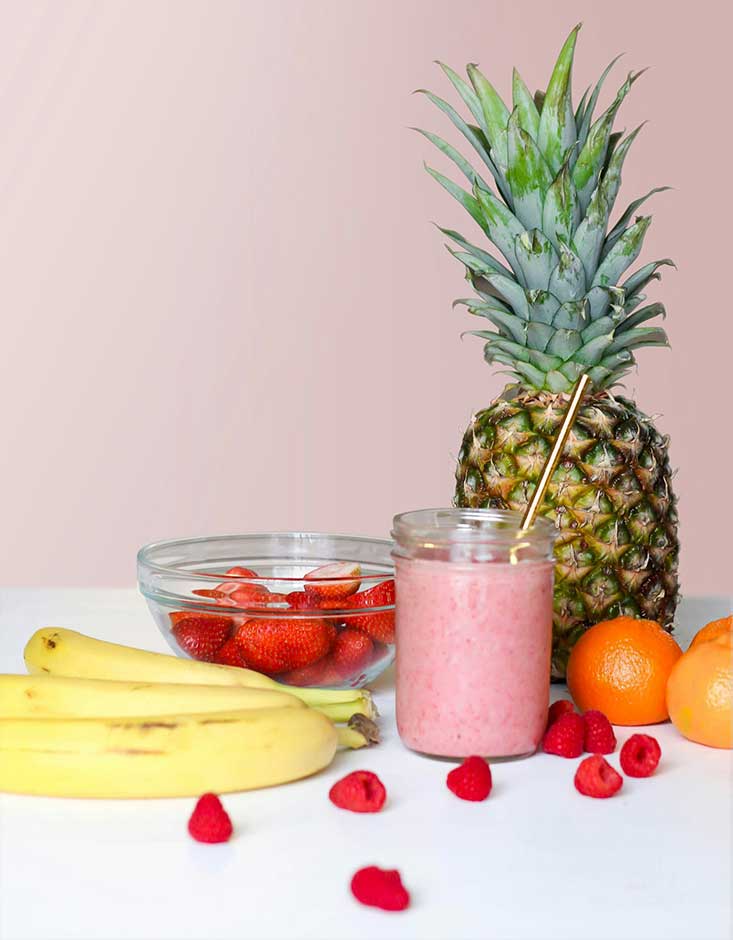 This Strawberry Banana Pineapple Smoothie contains no added sugar and won’t derail your diet.