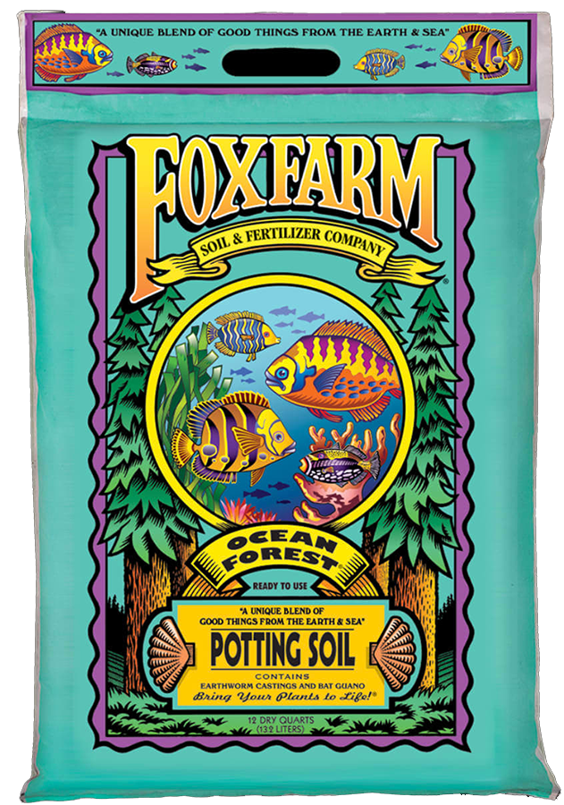 FoxFarm Ocean Forest is a premium, nutrient-rich, organic potting mix (bat guano, earthworm castings